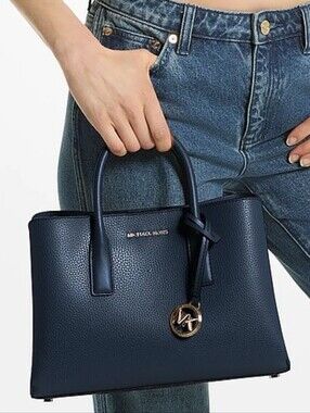 New Michael Kors Ruthie Small Leather Satchel Navy